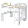 Full Size Loft Bed With L Shaped Desk, Wardrobe And Storage Shelves, White Expected Arrival Time: 8.31 Box Spring Not Required Full White Wood Bedroom Solid Wood Mdf