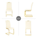 Modern Pu Dining Chair Living Room Chair Upholstered Chair, Gold Metal Chair Leg Design, Kitchen, Living Room, Bedroom, Dining Room Side Chair Set Of 2 Light Yellow Metal