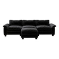 Living Room Furniture Luxury Sectional Sofa Couch With Ottoman Soft Velvet Upholstered Sofa Black Black Foam Velvet 3 Seat