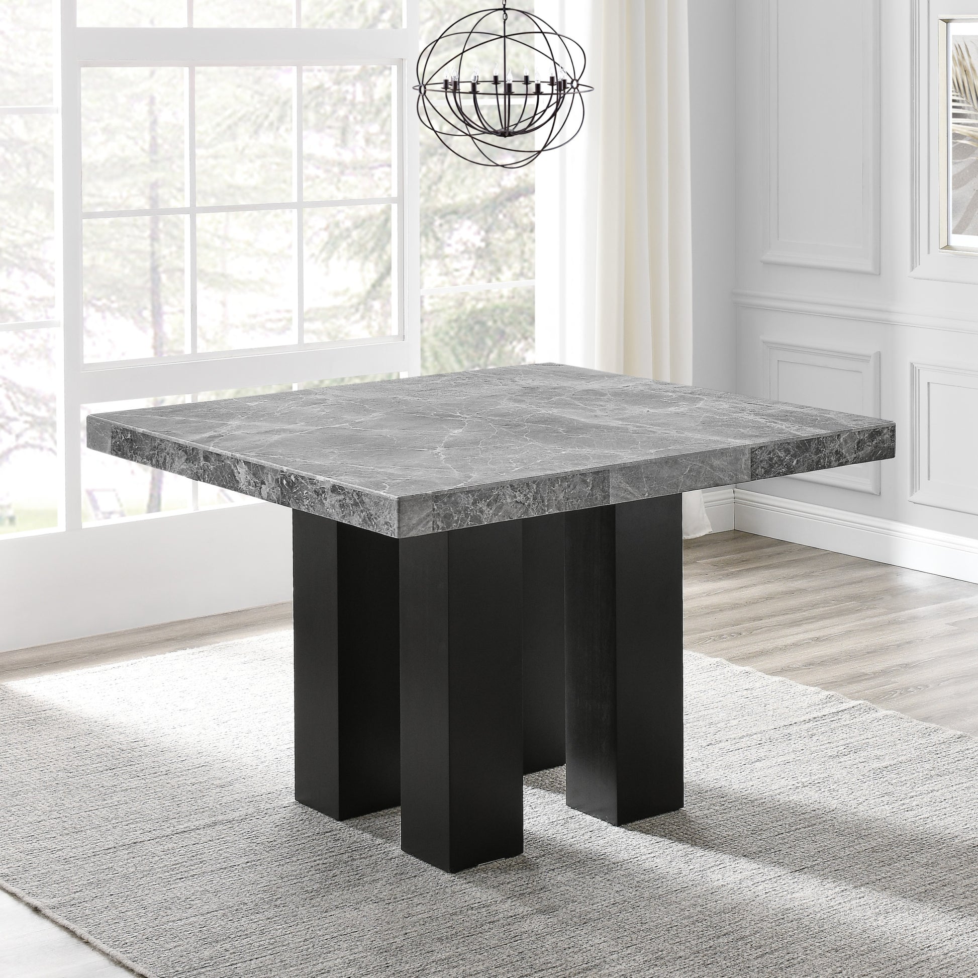 Camila Square Gray Marble Top Table Dark Gray Dark Gray Marble