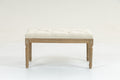 Traditional Rectangle Tufted Ottoman Bench In Beige Linen Look Fabric, For The Living Room And Bedroom Beige Rubber Wood