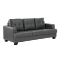 Living Room Gray Modern Comfort Sofa 1Pc Premium Faux Leather Upholstery Tufted Detail Solid Wood Frame Furniture Gray Faux Leather Wood Primary Living Space Modern Faux Leather 3 Seat