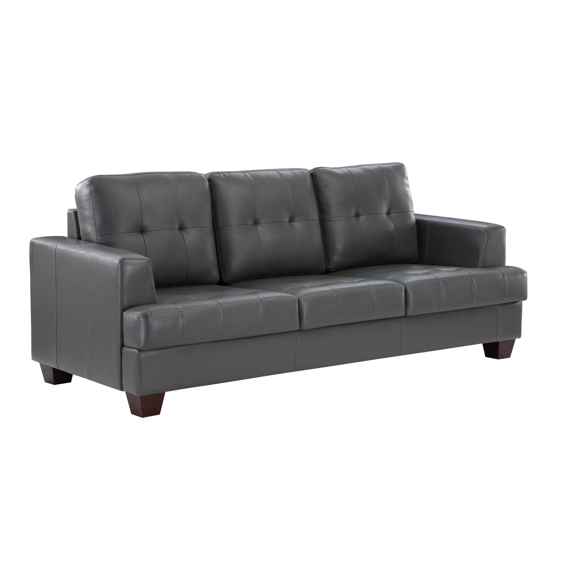 Modern Design 3Pc Sofa Set Premium Faux Leather Upholstery Gray Sofa Loveseat Chair Comfort Tufted Detail Solid Wood Frame Living Room Furniture Gray Faux Leather Wood Primary Living Space Modern Faux Leather 6 Seat