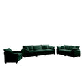 3 Piece Comfortable Oversized Sectional Sofa, One Single Sofa And One 2 Seater Sofa And One 3 Seater Sofa ,Green Corduroy Deep Seat Sofa Green Corduroy 6 Seat