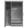 Three Door Storage Wardrobe With Cabinets And Two Hanging Rods,Gray Gray Mdf