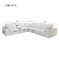 Cloud Sectional Sofa 160'', Down Filled Comfortable V Shape Sofa For Living Room, Simple Wide And Deep Seat Convertible Sofa For Office Apartment Vshaped 5Seaters White Primary Living Space Soft Modern Pillow Top Arms Down Filling Down