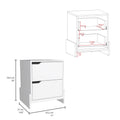 Luss Nightstand, Bedside Table With 2 Drawers White 2 Drawers Rectangle Modern Shelf Particle Board Engineered Wood