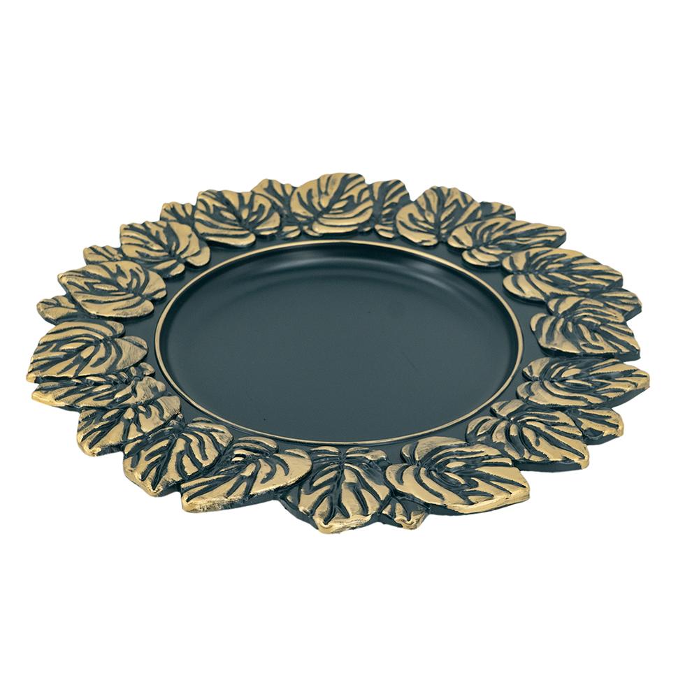 8 Pack Plastic Charger Plate, D14" Blue Gold Polypropylene