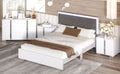 4 Pieces Bedroom Sets Queen Size Upholstered Bed With Led Lights, Mirrored Nightstands And Dresser With Metal Handles And Legs,White Queen White 4 Piece Set Solid Wood Mdf