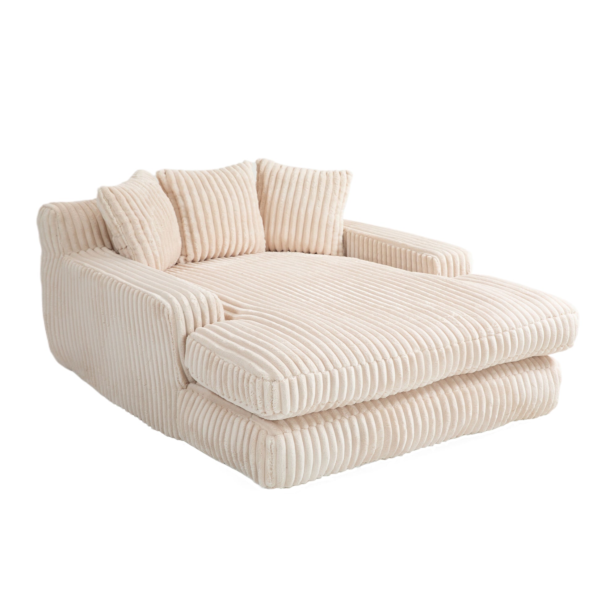 Coolmore Corduroy Lazy Sofa With 3 Back Pillows,Comfy Sofa Deep Seat Couch For Living Room,Club Beige Beige Primary Living Space Foam Corduroy 1 Seat