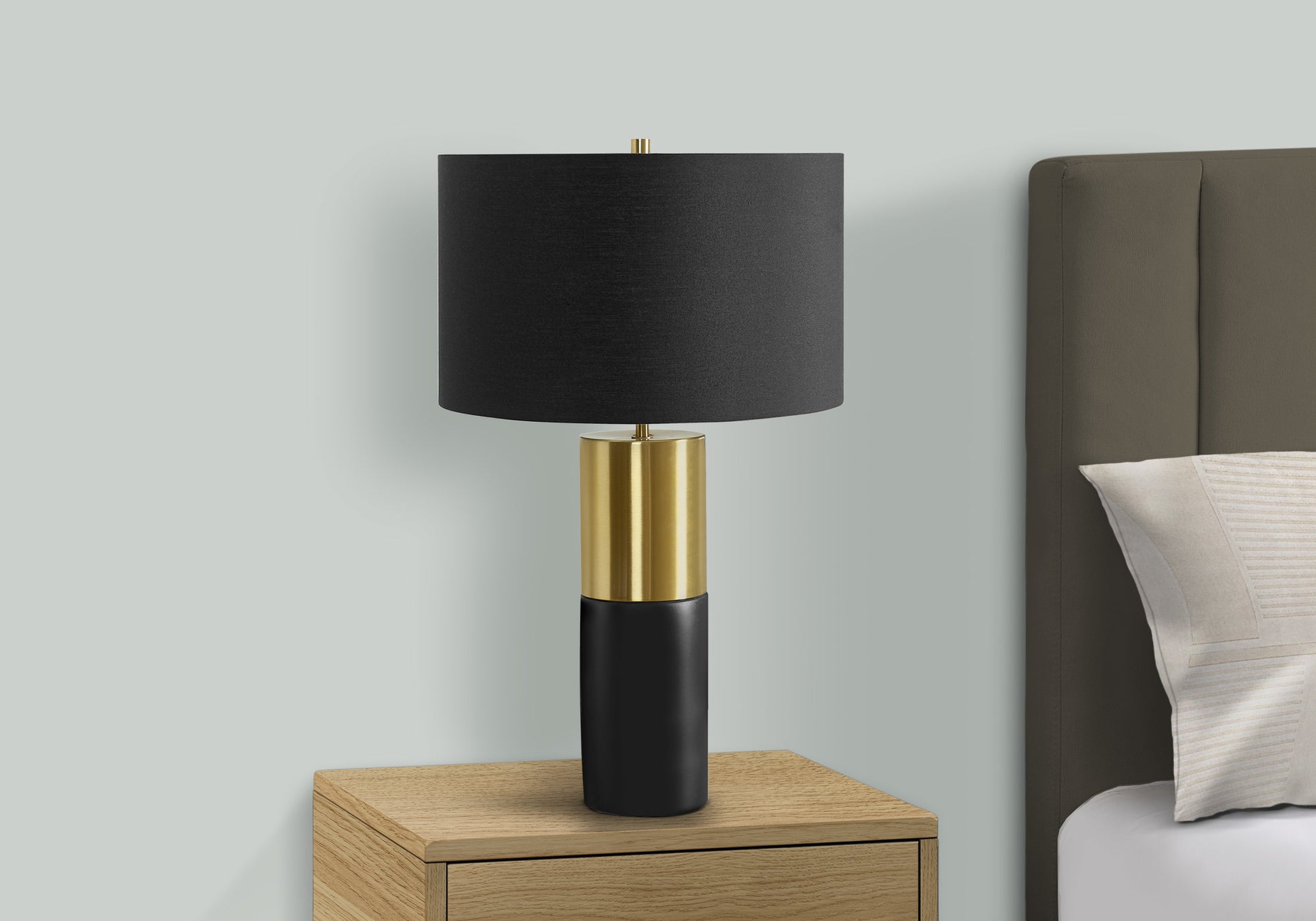 Lighting, 25"H, Table Lamp, Black Concrete, Black Shade, Contemporary Black Concrete