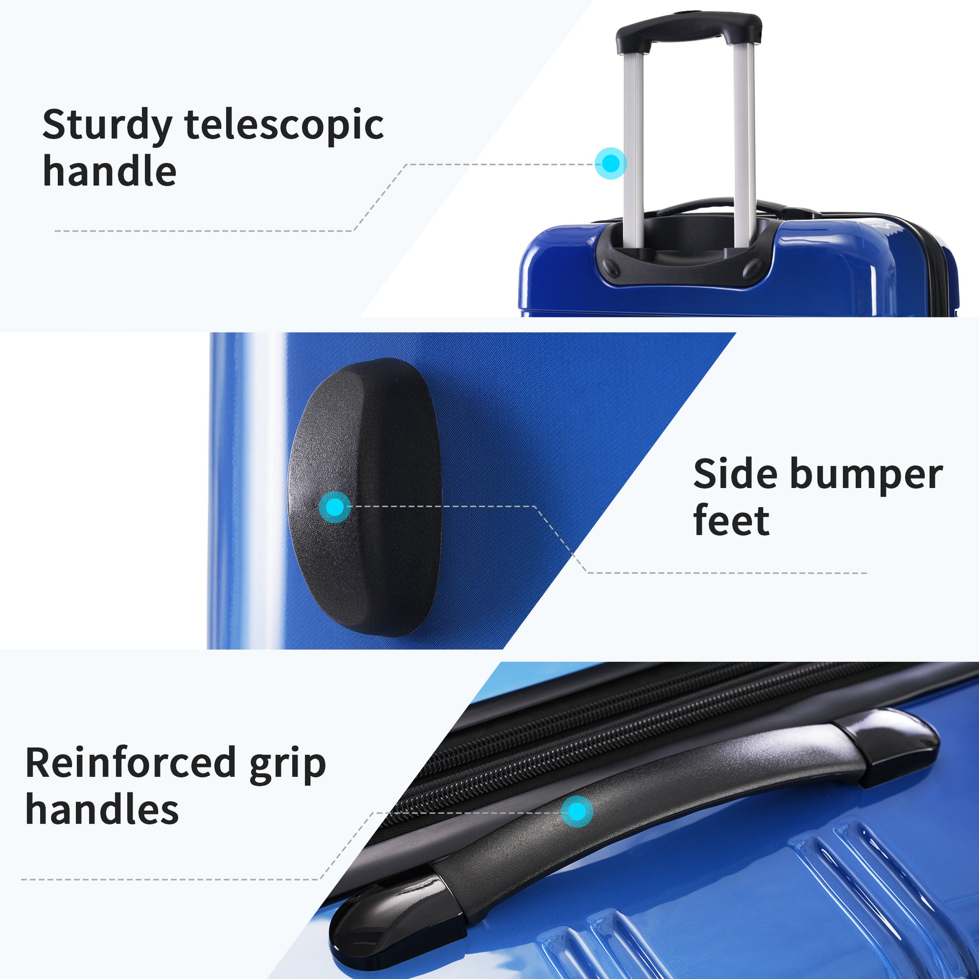 Hardshell Luggage Sets 3 Piece Gradient Color Expandable Suitcase With Spinner Wheels And Tsa Lock Lightweight 20" 24" 28" Available,Blue And Light Blue Blue Multi Pc