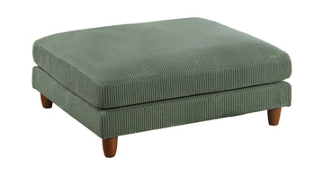 Living Room Furniture 1Pc Cocktail Ottoman Sage Color Corduroy Cushion Extra Large Ottoman Wood Legs Sage Primary Living Space Green Contemporary,Modern Square Corduroy