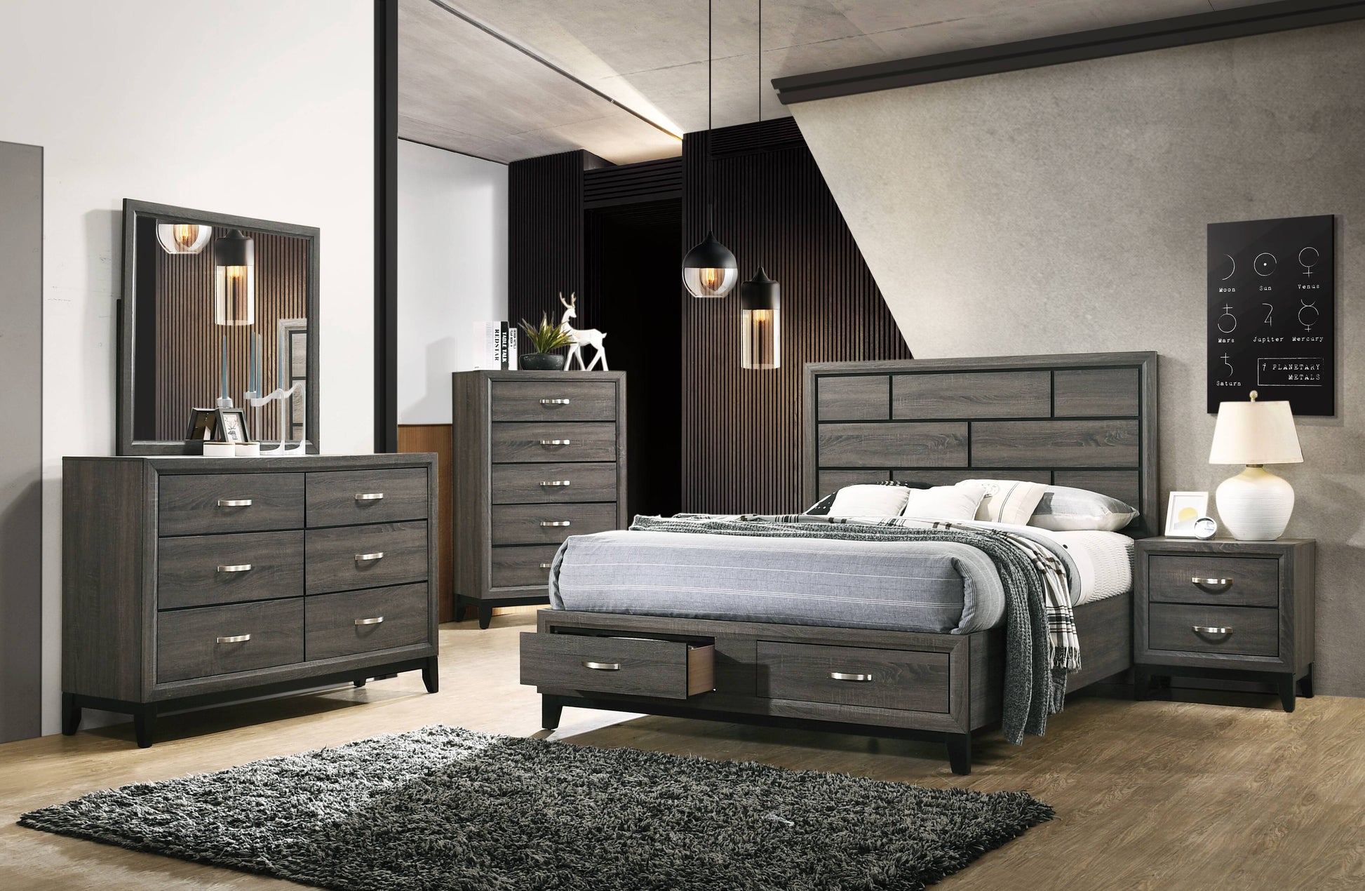 Weathered Grey 5 Drawer Chest Grey Bedroom Paper Composite