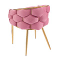 Luxury Handmade Accent Chair With Gold Legs, Modern Velvet Armchair For Living Room And Bedroom Pink Foam Velvet