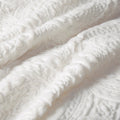 Embroidered Medallion Faux Fur Ultra Plush Comforter Mini Set Queen Ivory Polyester