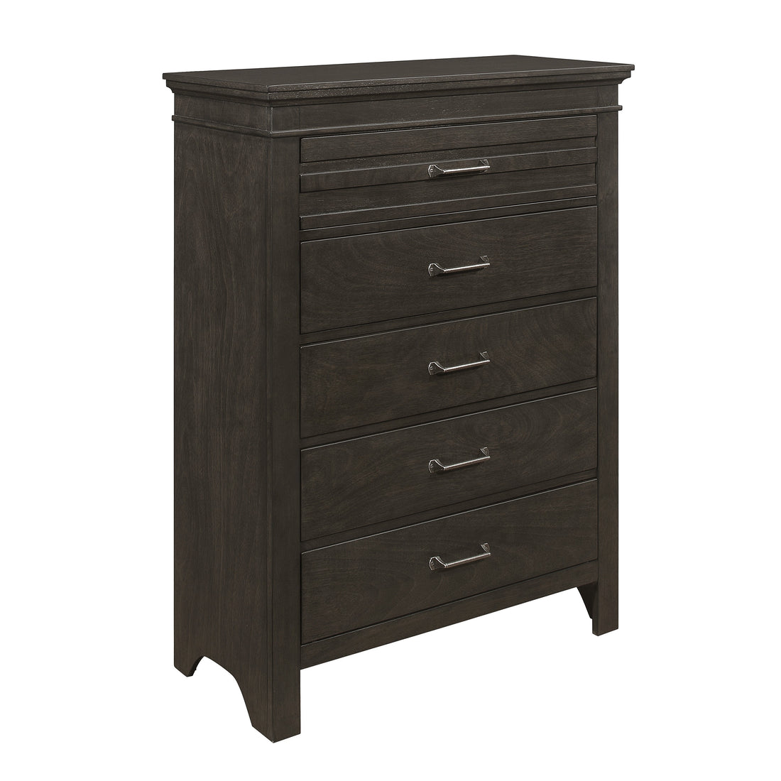 1Pc Charcoal Gray Finish 5 Drawers Chest Transitional Style Wooden Bedroom Furniture Charcoal Grey Bedroom Transitional Wood