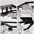 6 Light Crystal Ceiling Light For Dining Room, Modern Ceiling Lamp With Light Fixture For Farmhouse Entryway Living Room 6*G9 Bulbs Included Matte Black Ceiling Lights American