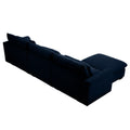 Corduroy Sectional Sofa, L Shaped Couch With Storage Footstool And 3 Pillow, Sectional Couch For Living Room Apartment, Bule Blue Corduroy 3 Seat