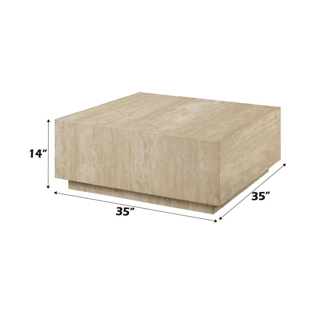 Deon Coffee Table, Beige Travertine Lv04245 Beige Wood