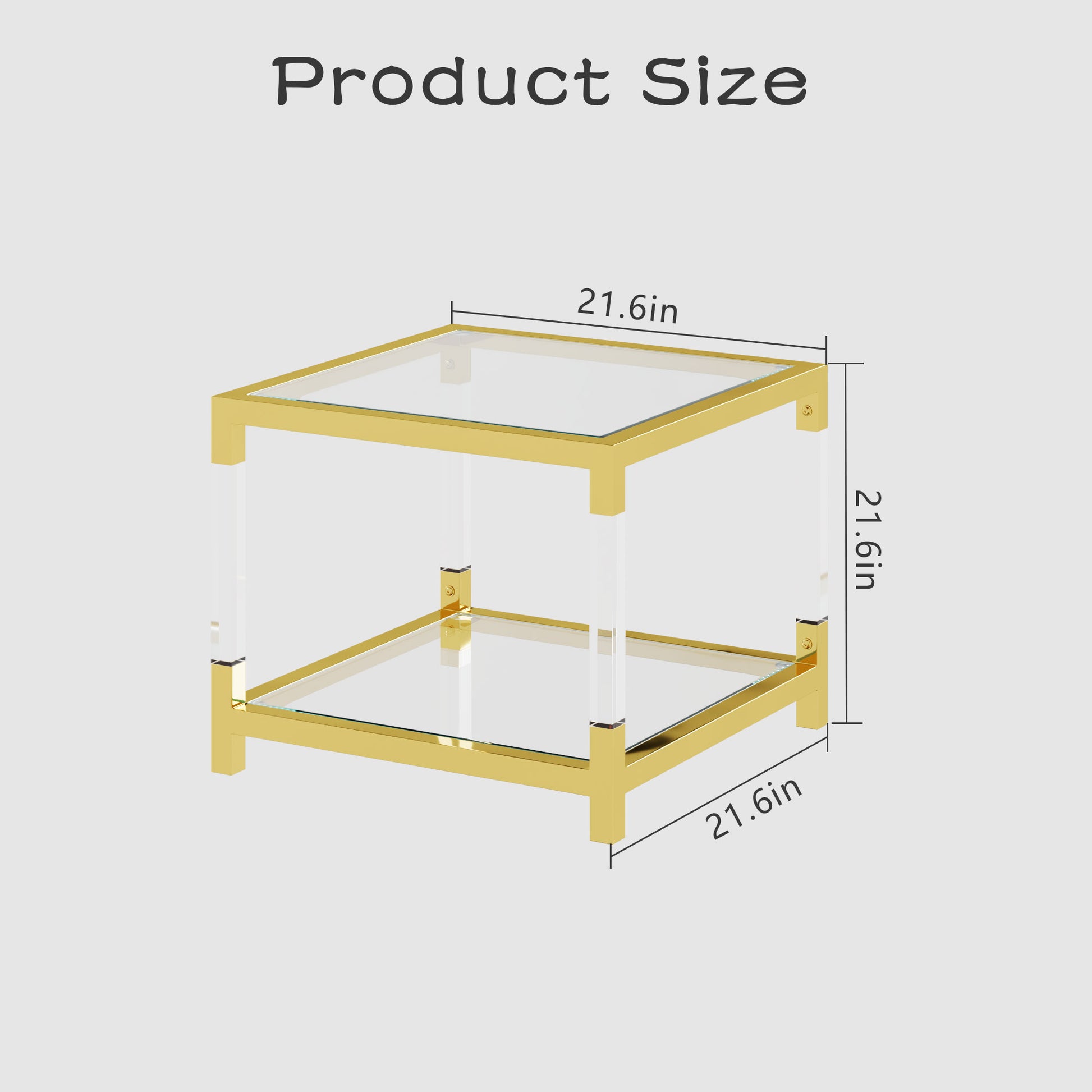 Modern Minimalist Style Gold Metal Frame With Acrylic Leg Coffee Table Cs 1195 1 Golden,Transparent Glass Acrylic