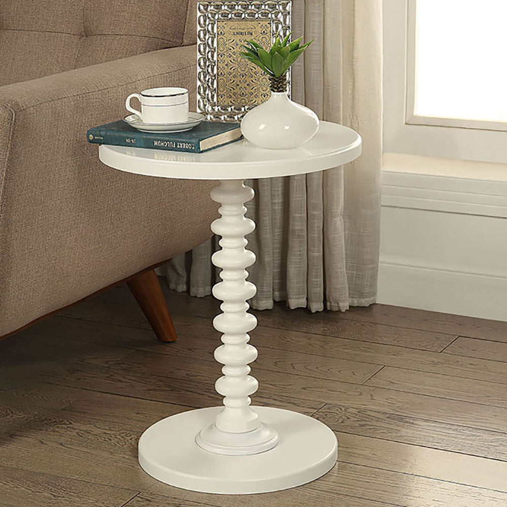 White Round Wooden Side Table White Primary Living Space Round Wood Pedestal
