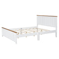 Queen Size Wood Platform Bed Wooden Slat Support, Vintage Simple Bed Frame With Rectangular Headboard And Footboard, White Box Spring Not Required Queen White Wood