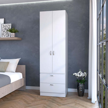 White 2 Door 2 Drawer Wardrobe White Bedroom Melamine