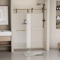 56 60 In. W X 76 In. H Frameless Shower Door, Single Sliding Shower Door, 5 16