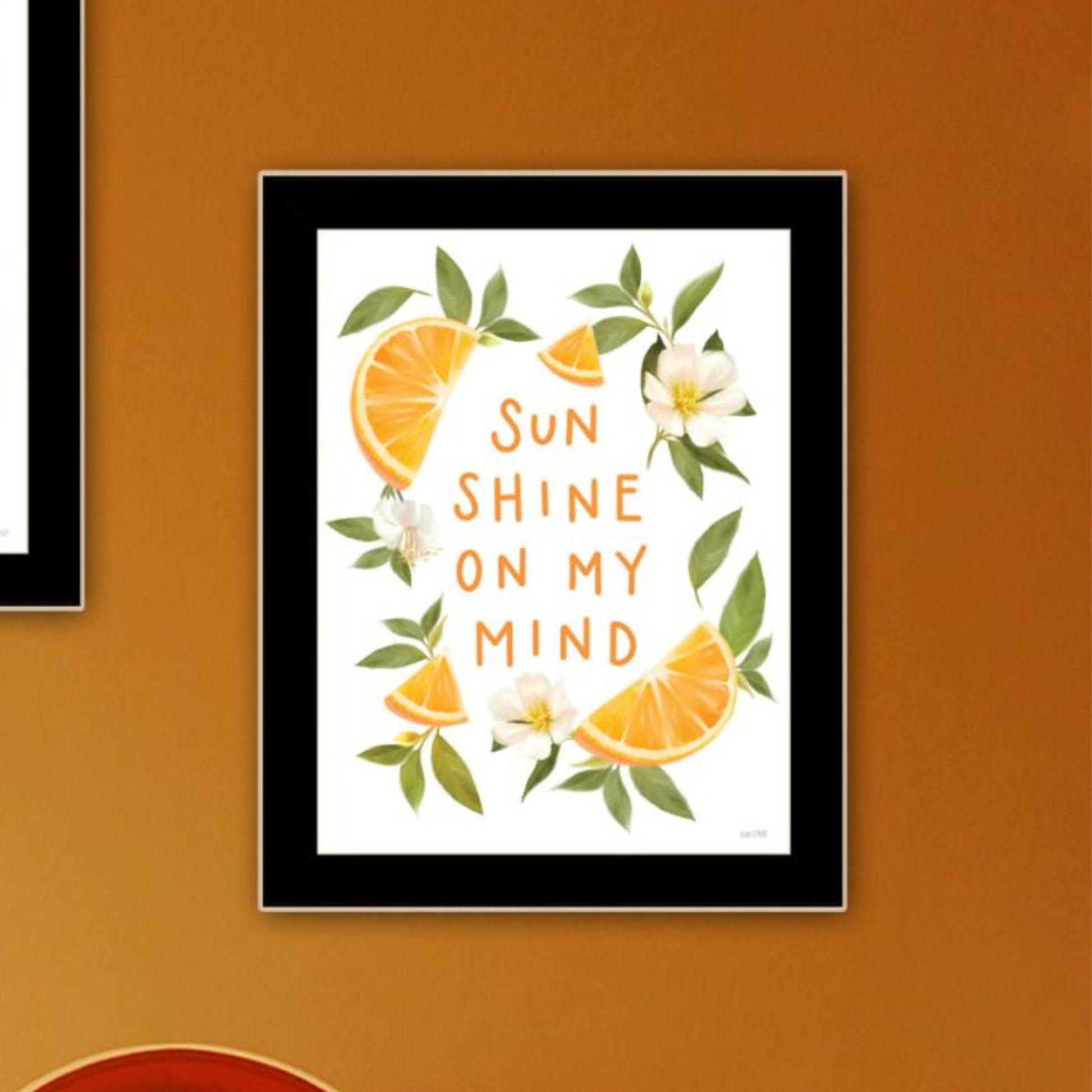 "Sunshine On My Mind Oranges" Framed Wall Art For Living Room, Wall Art Print For Home Decor, Bedroom Wall Art By House Fenway Multicolor Wood Paper