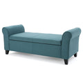 Hayes Armed Storage Bench Teal Fabric