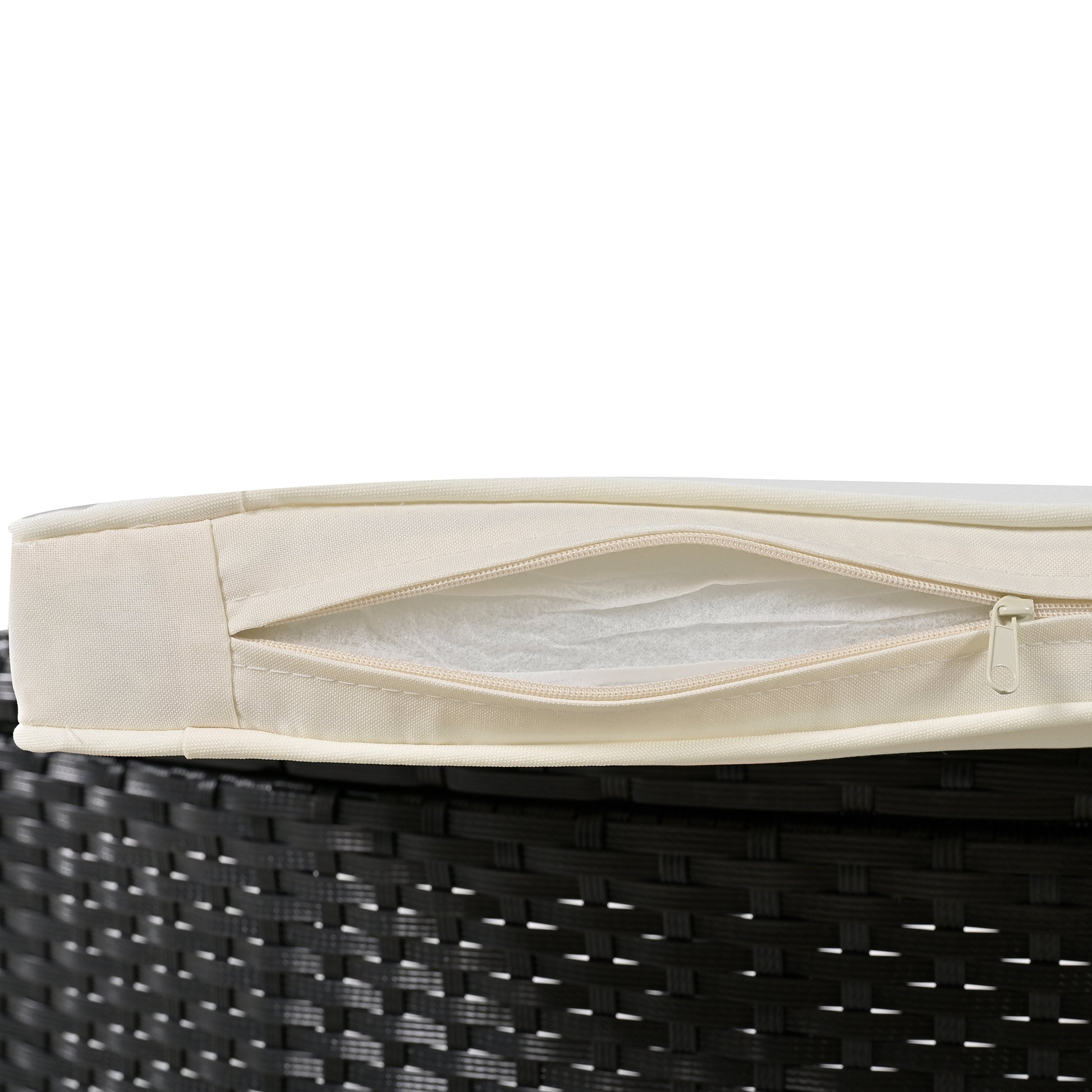 Spa Surround Spa Frame Quadrilateral Outdoor Rattan Sectional Sofa Set With Mini Sofa,Wooden Seats And Storage Spaces, Beige Yes Beige Water Resistant Frame Water Resistant Cushion Garden & Outdoor Sectional Seating Groups Foam Rattan Waterproof Fabric