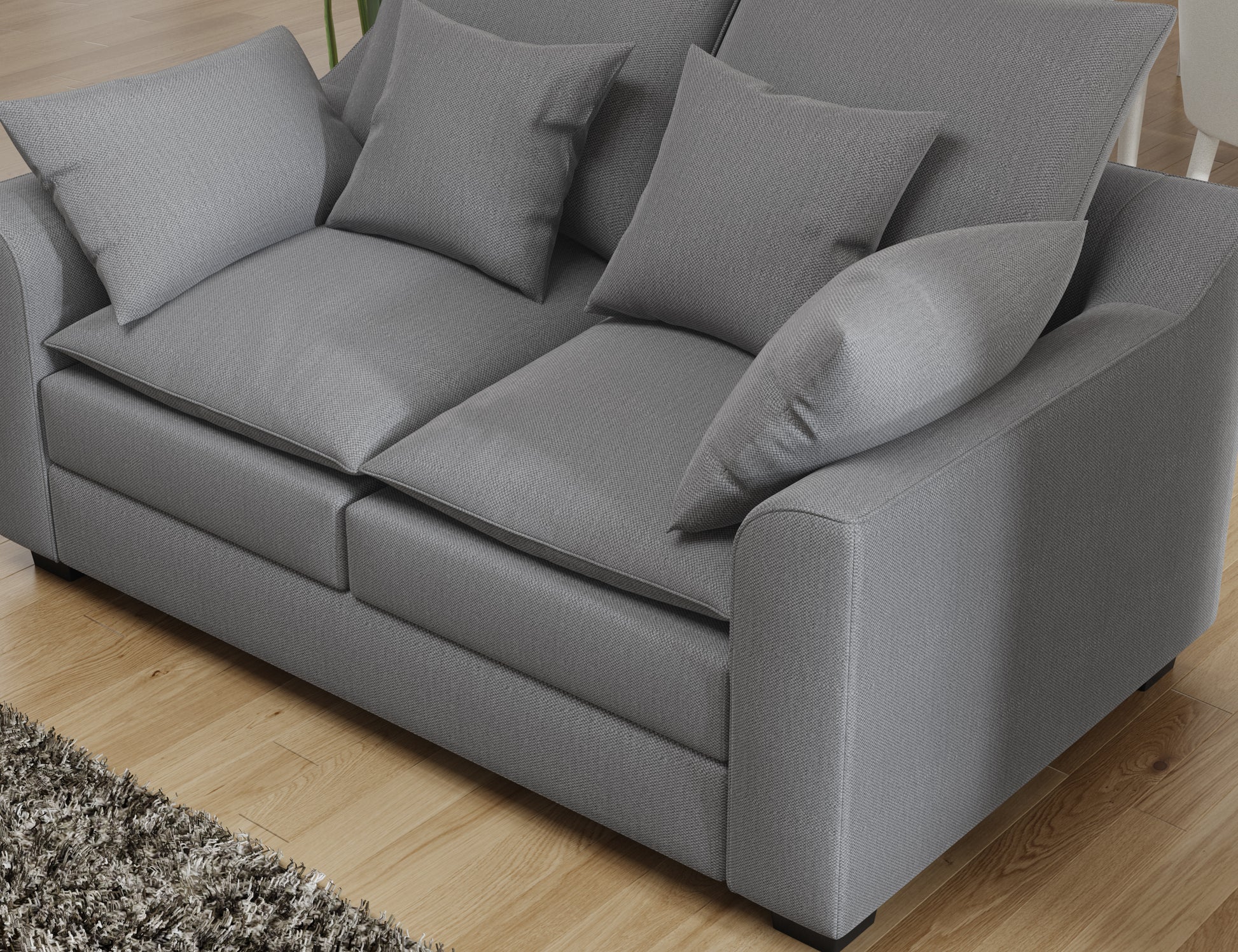2 Pieces Sofa Couch 3 Seater And Loveseat With Pillows Polyester Upholstered Duck Down Filled Cushion Sofa Set For Living Room Apartment,Grey Grey Polyester Wood Primary Living Space Soft Cushion Back Foam Polyester 5 Seat