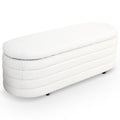 Cabana White Boucle Bench W Storage Ivory Espresso White Teak Flip Top Boucle,Solid Wood