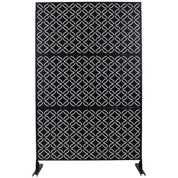 Outdoor & Indoor Privacy Screen Metal Privacy Screen 76" H 48" W, Freestanding Decorative Privacy Screen For Deck Balcony Patio, Privacy Fence Panels For Outside Lawn Garden Ps107 Black Black Steel