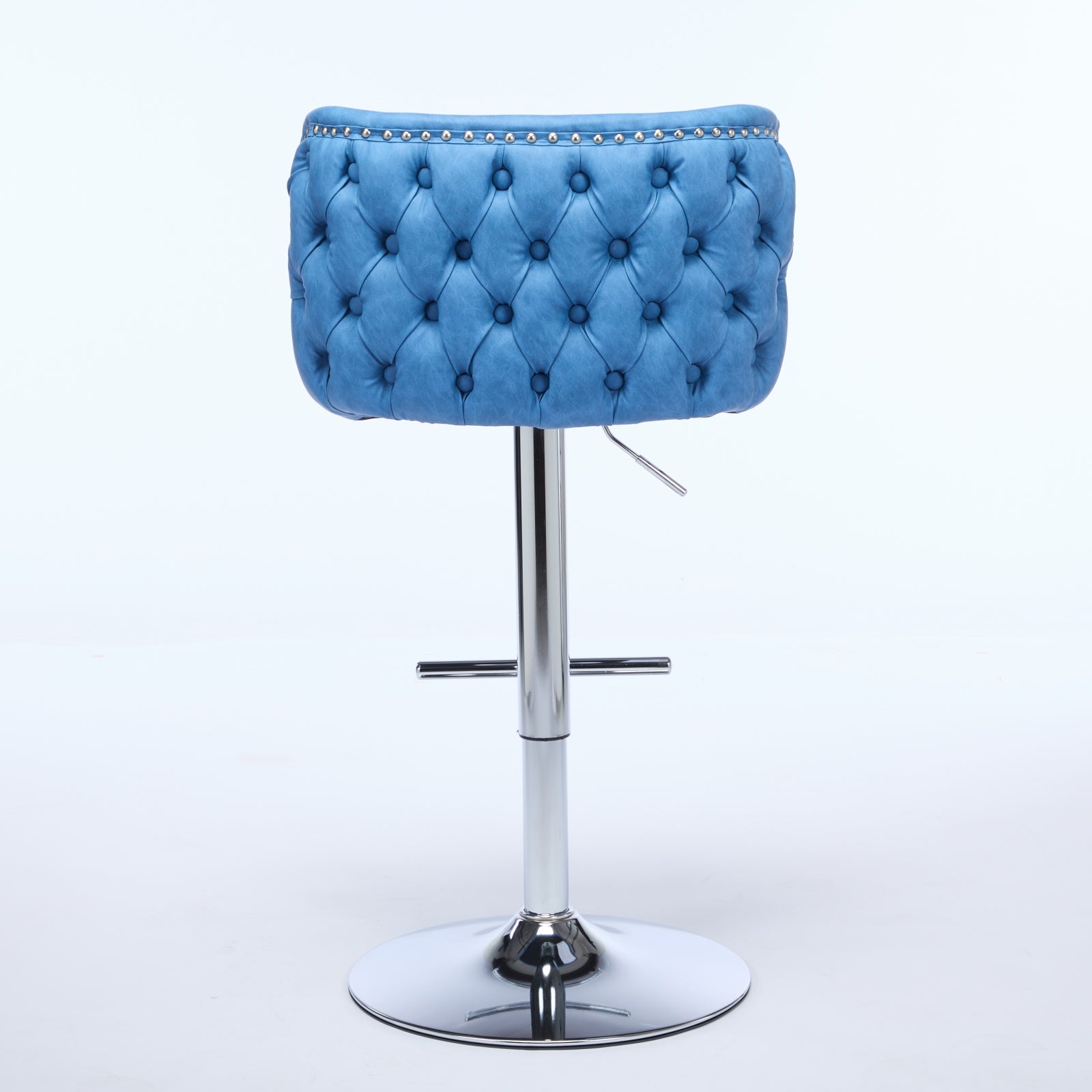 Swivel Barstools Adjusatble Seat Height With Chrome Base, Modern Pu Upholstered Bar Stools With The Whole Back Tufted, For Home Pub And Kitchen Island,Blue, Set Of 2 Blue American Design Bar Stools Set Of 2 Foam Pu Leather