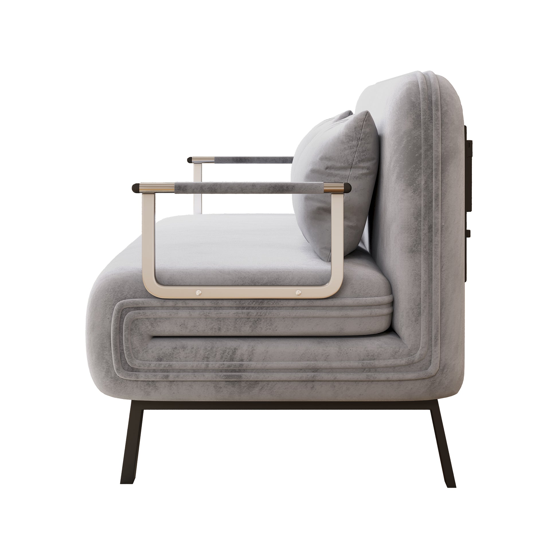 Velvet Light Gray 55 Convertible Chair Bed, Tri Fold Sofa Bed With Adjustable Backrest & Pillow, Leisure Chaise Lounge Couch With Sturdy Steel Frame For Home & Office, Comfortable Sleeper Chair Light Gray Velvet Metal Primary Living Space Medium Firm