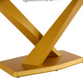 Table And Chair Set, The Table Is Equipped With A Marble Patterned Mdf Tabletop And Gold Table Legs.Dining Chairs,Gold Legged Upholstered Chairs Made Of Artificial Leather. Black Gold Seats 6 Mdf