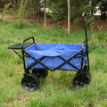 Folding Wagon Garden Shopping Beach Cart Blue Blue Metal