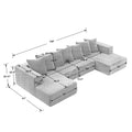 Chenille U Shaped Sectional Sofa Set,Minimalist Style Modular Sectional Sofa, Luxury Chenille Fabric Cloud Couch For Living Room Blue Chenille 6 Seat