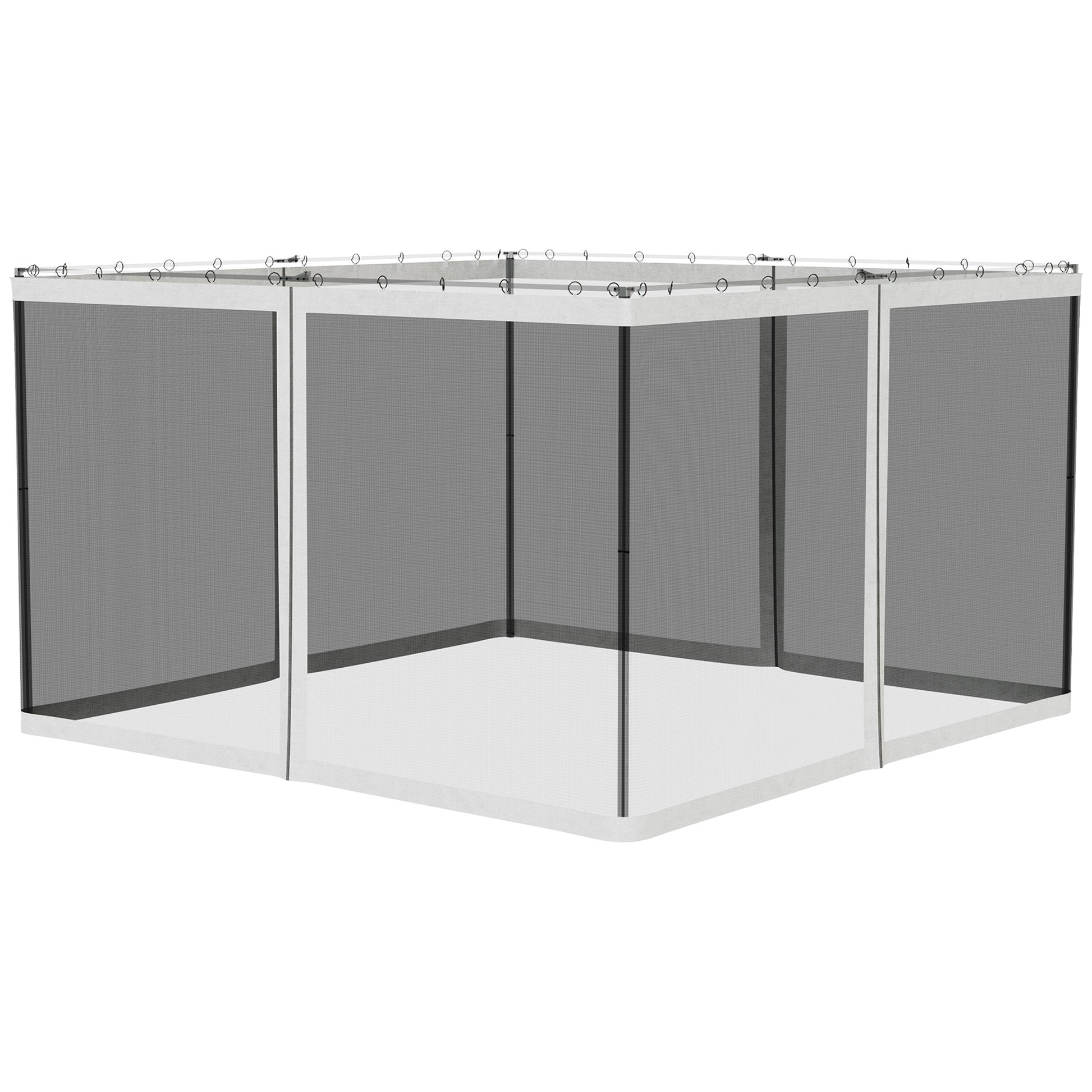 Outsunny 10' X 12' Replacement Mesh Sidewall Netting For Patio Gazebos And Canopy Tents With Zippers Sidewall Only , White White Polyester