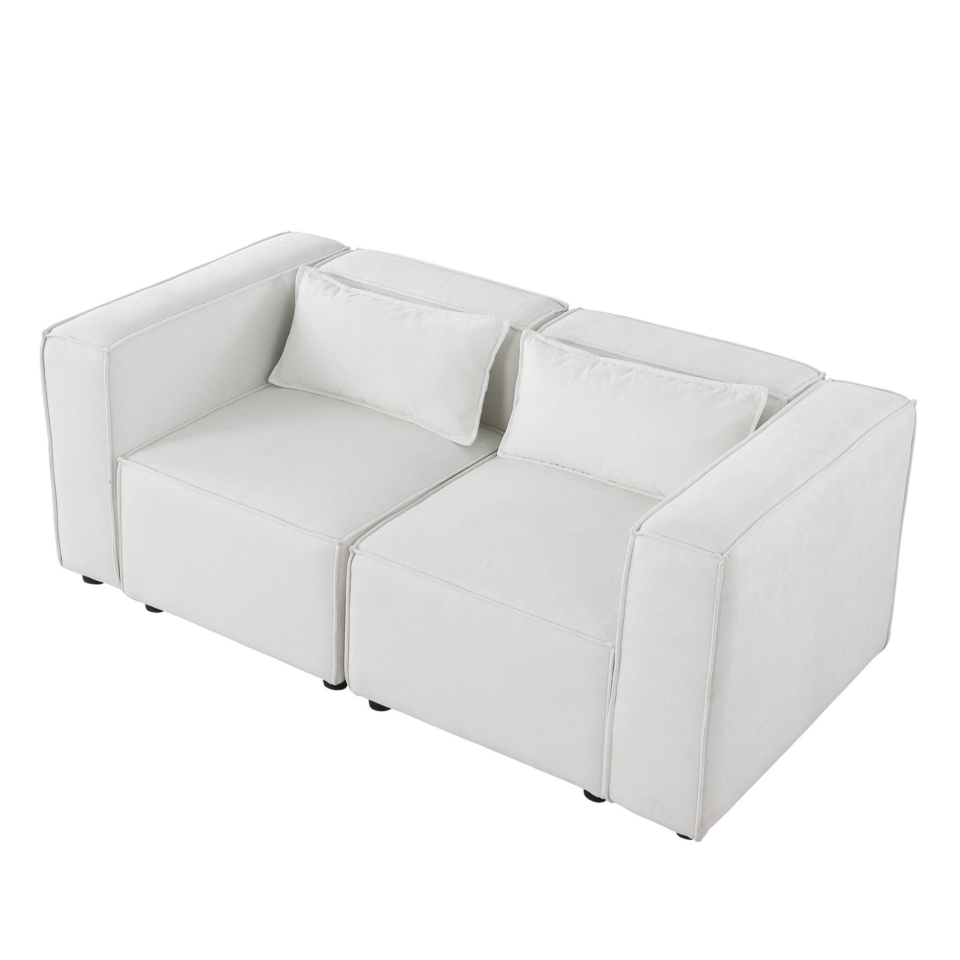 Modular Sofa Beigechenille Fabric, Simple And Grand, The Seat And Back Is Very Soft. This Is Also A Knock Down Sofa Beige Chenille 2 Seat