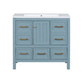 36'' Bathroom Vanity With Resin Sink Combo, Solid Wood Frame Bathroom Storage Cabinet, Freestanding Vanity Set With 5 Drawers& Soft Closing Doors Same As N710S136002M Blue Bathroom Solid Wood Mdf Resin