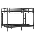Metal Queen Over Queen Bunk Bed For Teens And Adults,Space Saving Noise Reduced No Box Spring Needed, Black Box Spring Not Required Queen Black Metal