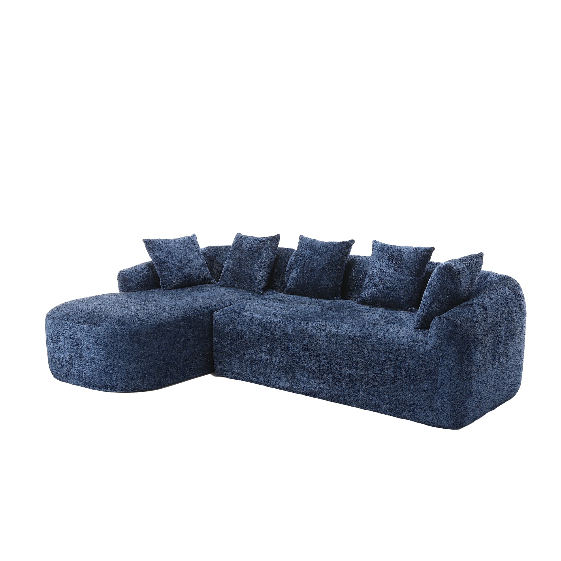 Coolmore Boucle Sofa 3 Seater For Living Room Oversized Comfy Sofa L Shape Sofa Couch With Chaise Home Furniture Sleeper Sectional Sofa For Apartment, Office Left Hand Facing Blue Blue Primary Living Space Foam Boucle 3 Seat