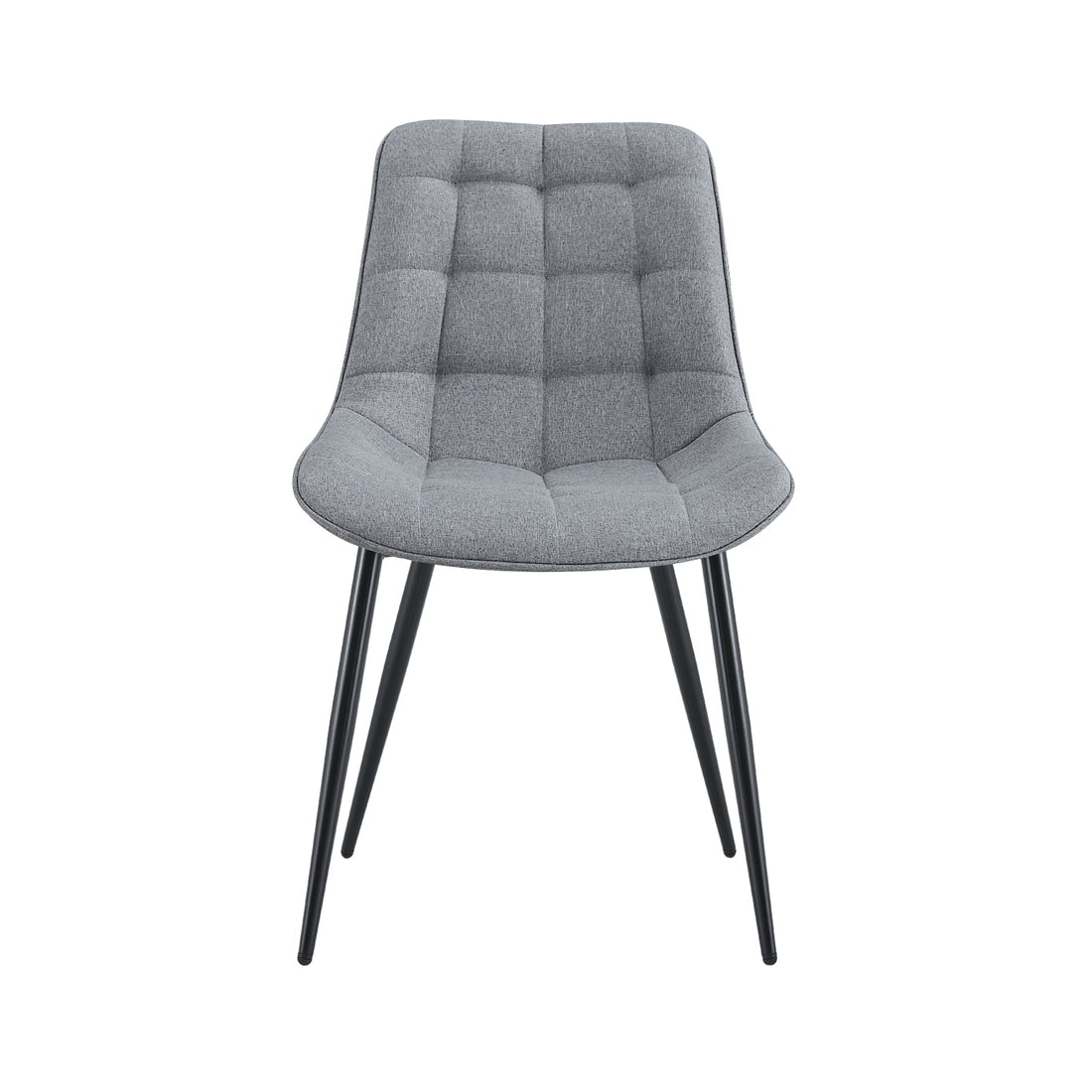 Modern Grey Fabric Dining Chair With Stylish Grid Pattern,Set Of 2 Dark Gray Pu