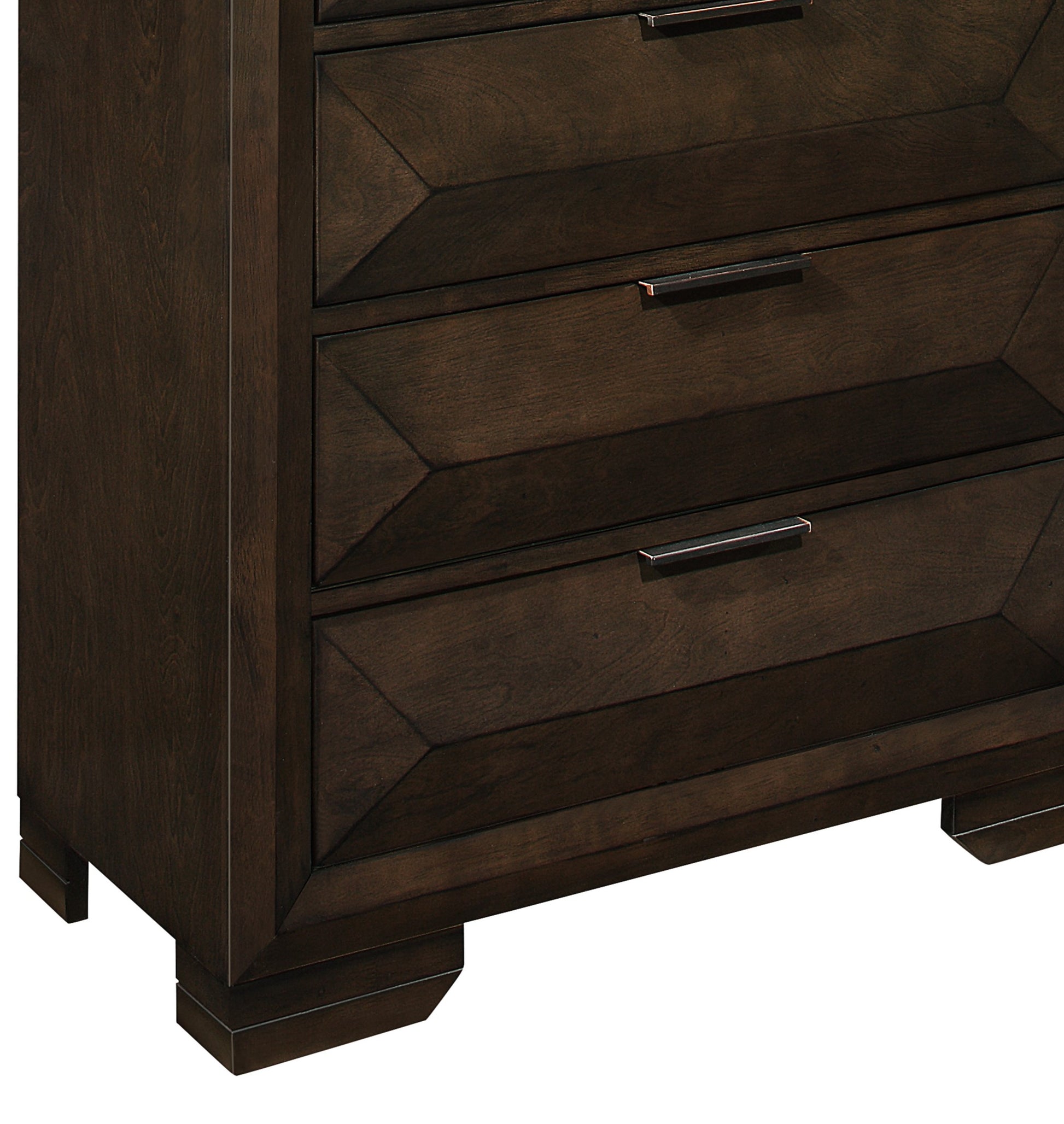 Contemporary Design 5 Drawers Chest 1Pc Bedroom Furniture Warm Espresso Finish Raised Panel Front Espresso Contemporary Wood