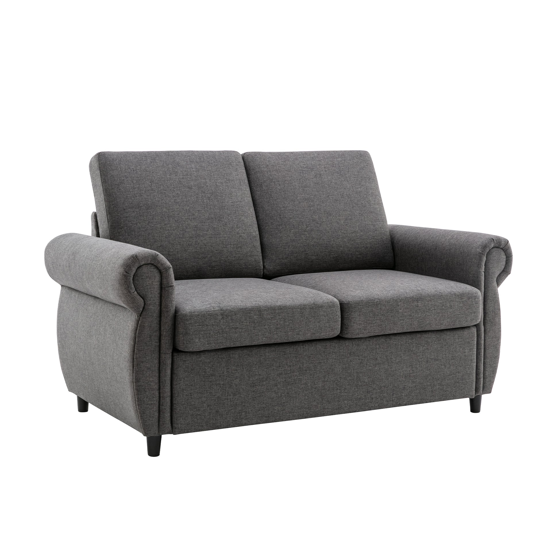 57.9" Orisfur Pull Out Sofa Bed Loveseat Sleeper With Twin Size Memory Mattress With Two Usb Ports For Living Room Spaces Old Sku:Wf305474Aae , Grey Grey Foam Linen