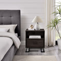 Contemporary Metal And Wood 1 Drawer Nightstand Charcoal Charcoal Grey Mdf Mdf