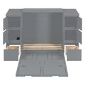 Twin Size Murphy Bed With Drawers, Cabinets And Usb Ports,Gray Twin Gray Mdf Lvl